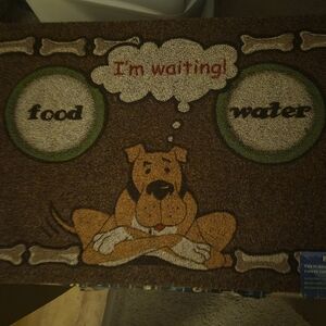 Dog Feeding Mat with Brown and White Design